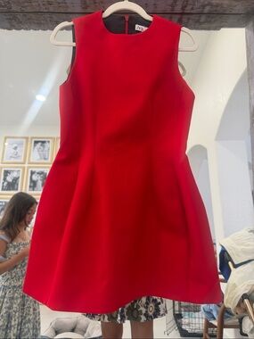 Zara Structured Red Mini Flare Cocktail Dress Size M